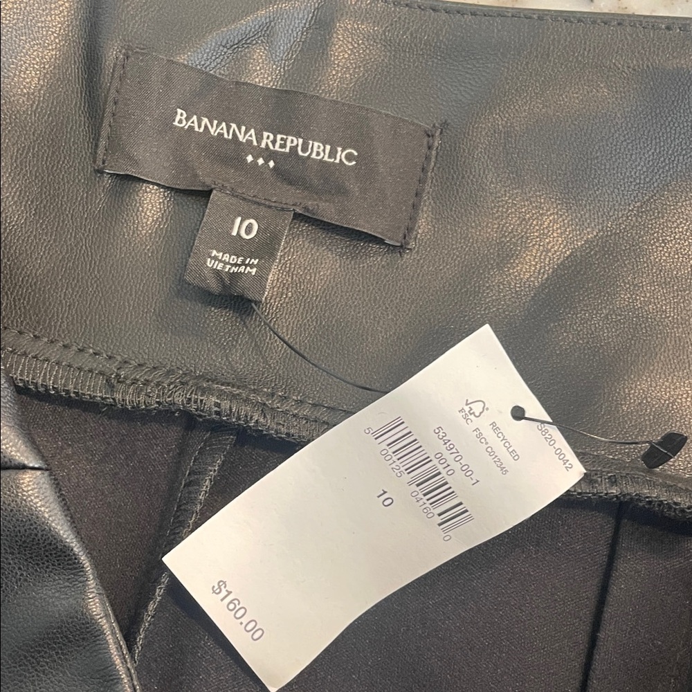 Banana Republic Vegan Leather Jumpsuit Black 10 NWT - Picture 7 of 9